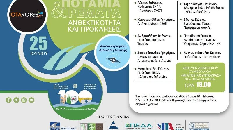 Δήμος ΝΦ-ΝΧ: Ημερίδα για τα ποτάμια και τα ρέματα της Αττικής