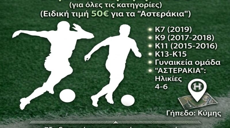 Δήμος Νέου Ηρακλείου: Εγγραφές στις Ακαδημίες Ποδοσφαίρου 2026 – 2027
