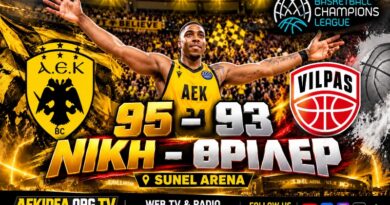 🔴LIVE AEK – Salon Vilpas 95-93 | BCL | Νίκη – Θρίλερ με εκτελεστή Μπάρτλεϊ |  Sunel Arena